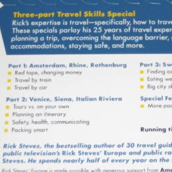 Rick Steves Travel Skills DVD NEW Sealed Unopened - Picture 3 of 6